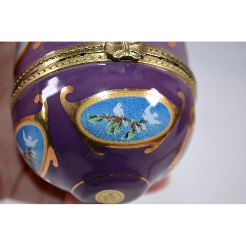 🎄Mr. Christmas Valerie Parr Hill Ornament Purple Ceramic Musical Egg With Box🎄